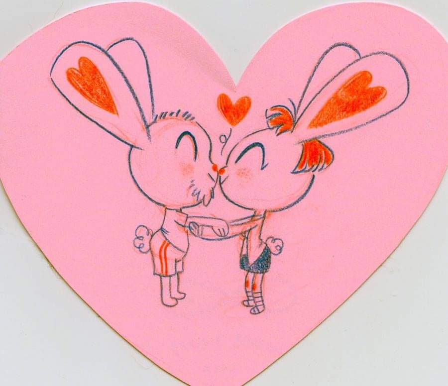 30 year wedding anniversary today, with my favorite human -- @R_Dart. Here's something she drew for me some years ago. It's us as luv bunz ❤️❤️❤️