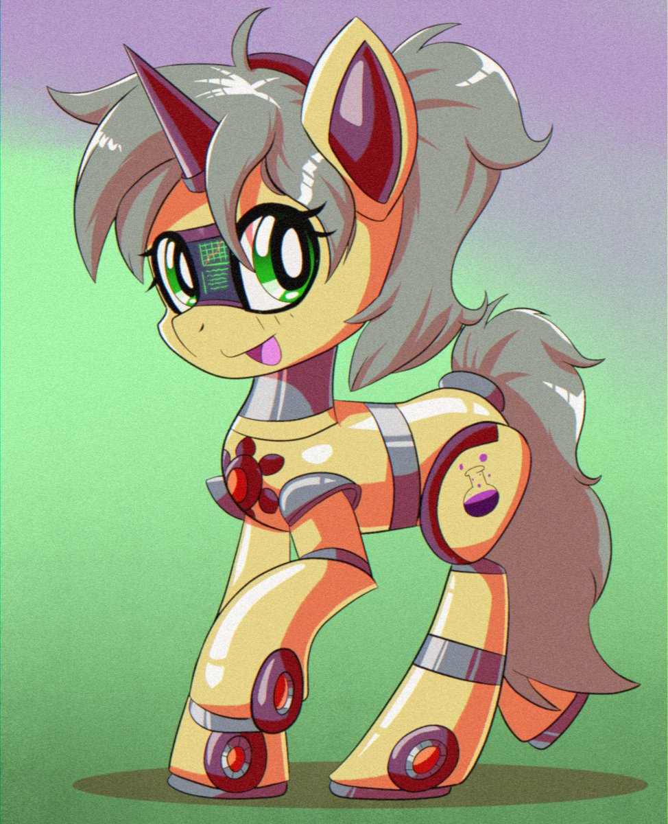 Neo Equestria's first robotic potion-maker is here!

Commission for @Mercury__Shine 

#digitalart #ponyoc #robotpony