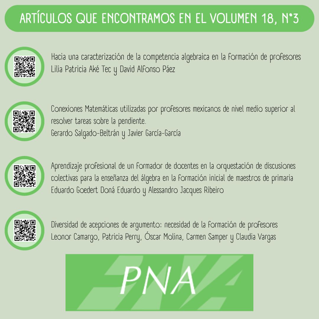 Revista_PNA's tweet photo. Artículos que encontramos en el volumen 18 - N°3 de PNA. 
Invitamos a la comunidad de investigadoras/es en Educación Matemática a leerlos. https://t.co/X1IQPdBfqA