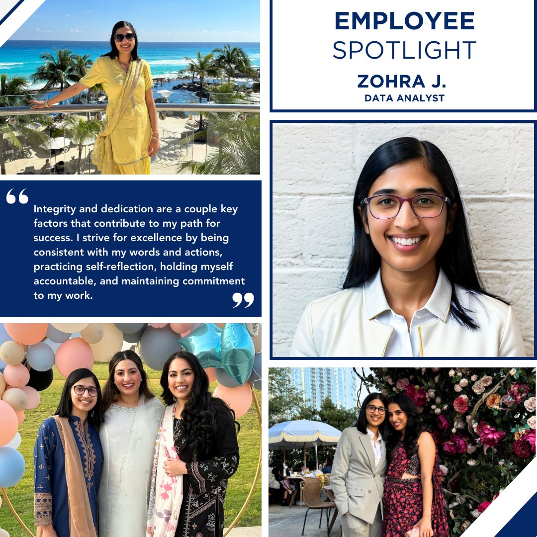 We announce Zohra J., Data Analyst, as this month's Employee Spotlight Winner!

She says, 'I strive for excellence by being consistent with my words and actions.'

Please join us in applauding Zohra's accomplishments.

#EmployeeSpotlight #DataAnalyst #MarketingJobs #Hiring