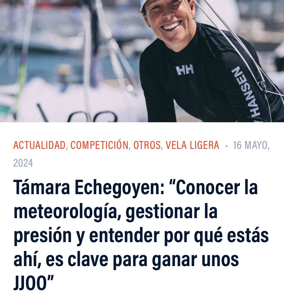 PanoramaNautico.com (@nauticapanorama) on Twitter photo Támara Echegoyen: “Conocer la meteorología, gestionar la presión y entender por qué estás ahí, es clave para ganar unos JJOO” panoramanautico.com/tamara-echegoy… via <a href="/hellyhansen_bcn/">Helly Hansen BCN</a> <a href="/HellyHansen/">Helly Hansen</a> <a href="/oficial_rfev/">RFEV | Real Federación Española de Vela</a> Támara Echegoyen: “Conocer la meteorología, gestionar la presión y entender por qué estás ahí, es clave para ganar unos JJOO” panoramanautico.com/tamara-echegoy… via <a href="/hellyhansen_bcn/">Helly Hansen BCN</a> <a href="/HellyHansen/">Helly Hansen</a> <a href="/oficial_rfev/">RFEV | Real Federación Española de Vela</a>