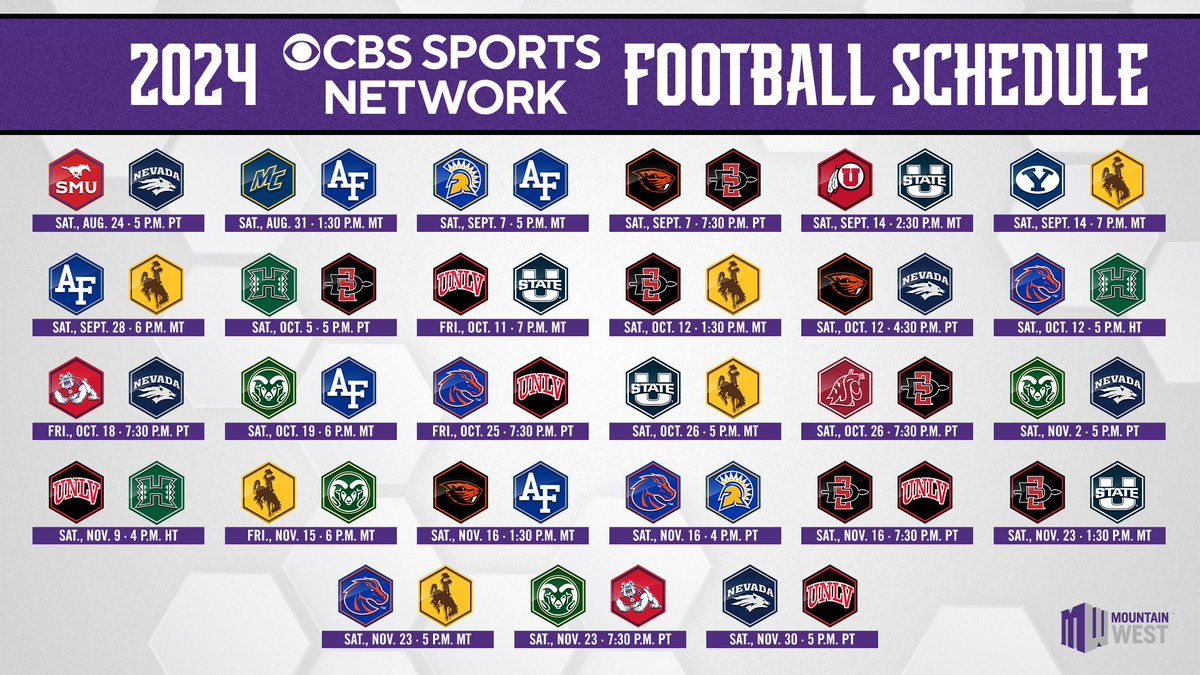 Here's a look at the full slate of #MWFB games airing on @CBSSportsNet this fall 🏈📺