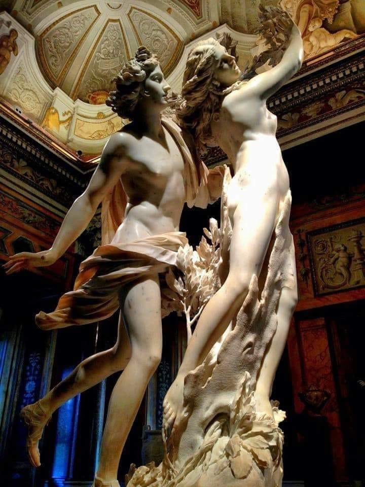 Apollo and Daphne ' 1622-1625 By Italian baroque sculptor Gian Lorenzo #Bernini ( 1598-1680 ) Marble #sculpture At #GalleriaBorghese, #Roma #Rome #Italy 🇮🇹 This masterpiece was commissioned by #CardinalScipioneBorghese .. it depicts a mythological scene of futile love between