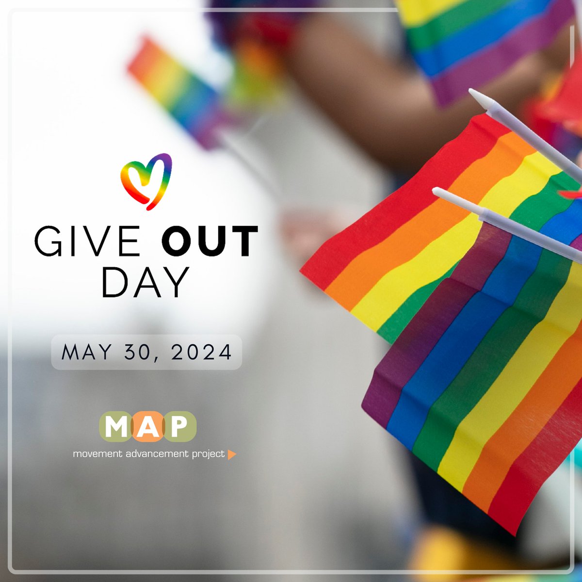 Movement Advancement Project (@lgbtmap) on Twitter photo It's <a href="/GiveOUTday/">Give OUT Day</a>! ๐ณ๏ธโโง๏ธ๐ณ๏ธโ๐
Your contribution, no matter the size, fuels the momentum of progressive movements and tremendously supports our work, which builds bridges across difference during a time of deep divisions.
๐๐ Make a gift to MAP for #GiveOUTDay: mapresearch.harnessgiving.org/campaigns/14741 It's <a href="/GiveOUTday/">Give OUT Day</a>! ๐ณ๏ธโโง๏ธ๐ณ๏ธโ๐
Your contribution, no matter the size, fuels the momentum of progressive movements and tremendously supports our work, which builds bridges across difference during a time of deep divisions.
๐๐ Make a gift to MAP for #GiveOUTDay: mapresearch.harnessgiving.org/campaigns/14741
