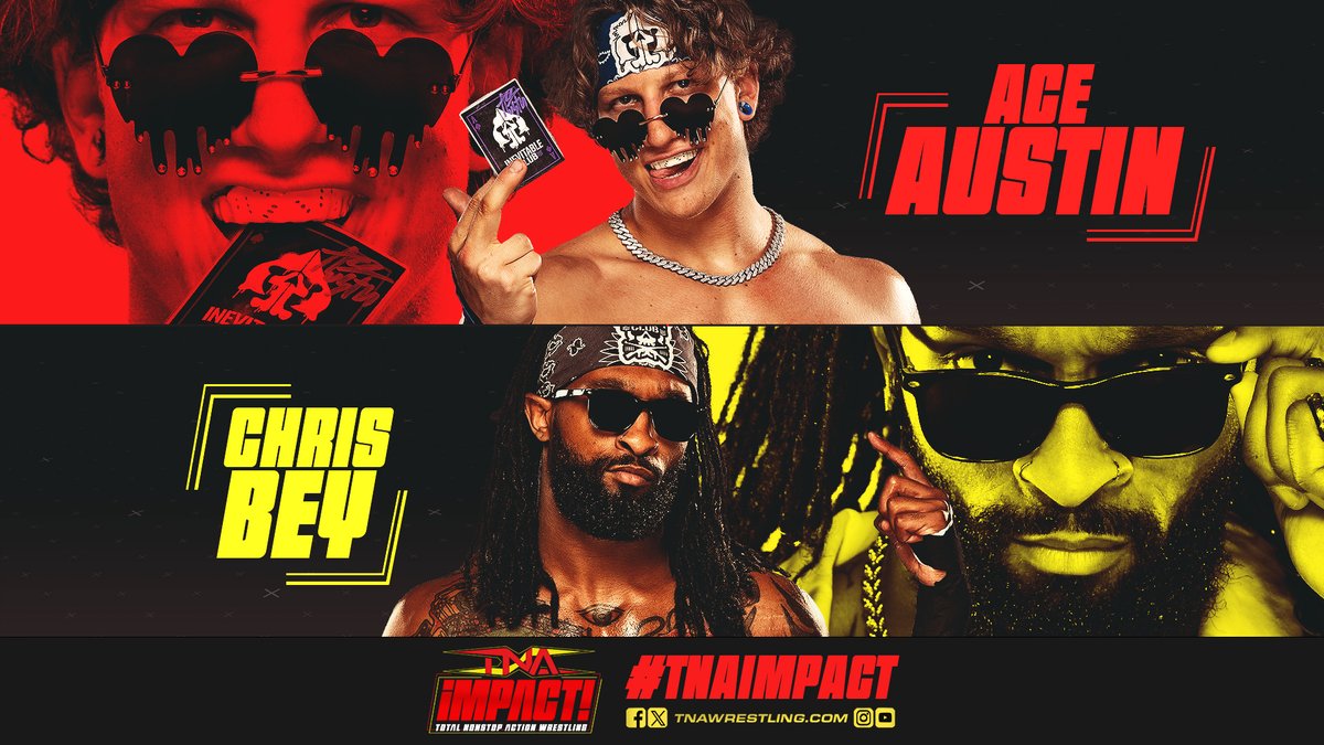 TONIGHT is #TNAiMPACT at 8 p.m. ET! @The_Ace_Austin vs. @DashingChrisBey Watch @ThisIsTNA: 🇨🇦: @fightnet 🇺🇸: @AXSTV 🌎: @DAZN_Wrestling 🖥️: TNA Wrestling Insiders for $0.99 📱: @TNAPlusApp