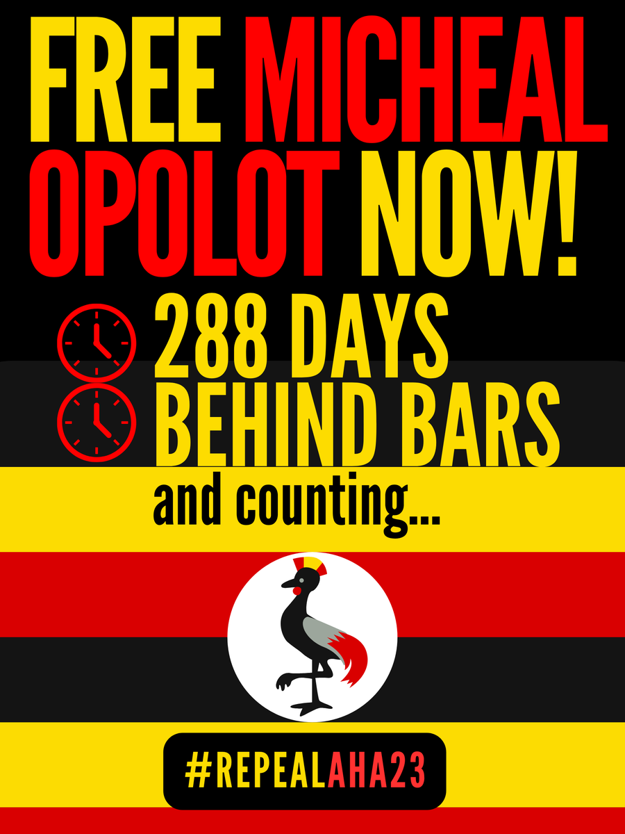 🇺🇬Michael Opolot has been behind bars in Uganda for 288 days on charges of 'aggravated homosexuality.' It is long overdue to drop all charges against Michael & #RepealAHA23. @ODPPUganda @USMissionUganda @CFE_Uganda @HealthGAP 🇺🇬