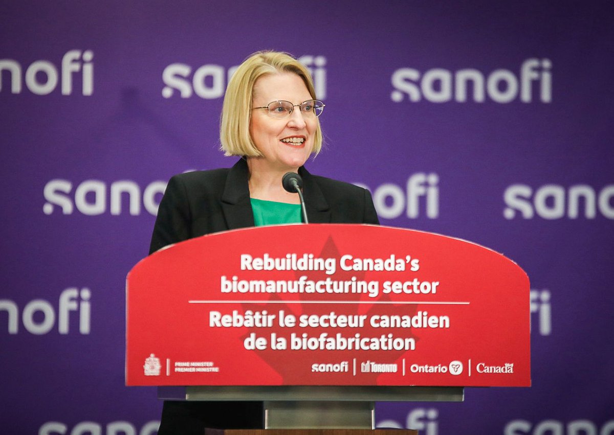 SylviaJonesMPP's tweet photo. Thrilled to join Sanofi Canada for the opening of the largest biopharmaceutical vaccine manufacturing facility in the country.

Our government is working with our many life sciences partners to continue to build Ontario as a global leader in biomanufacturing. https://t.co/8jtV8ixkZG