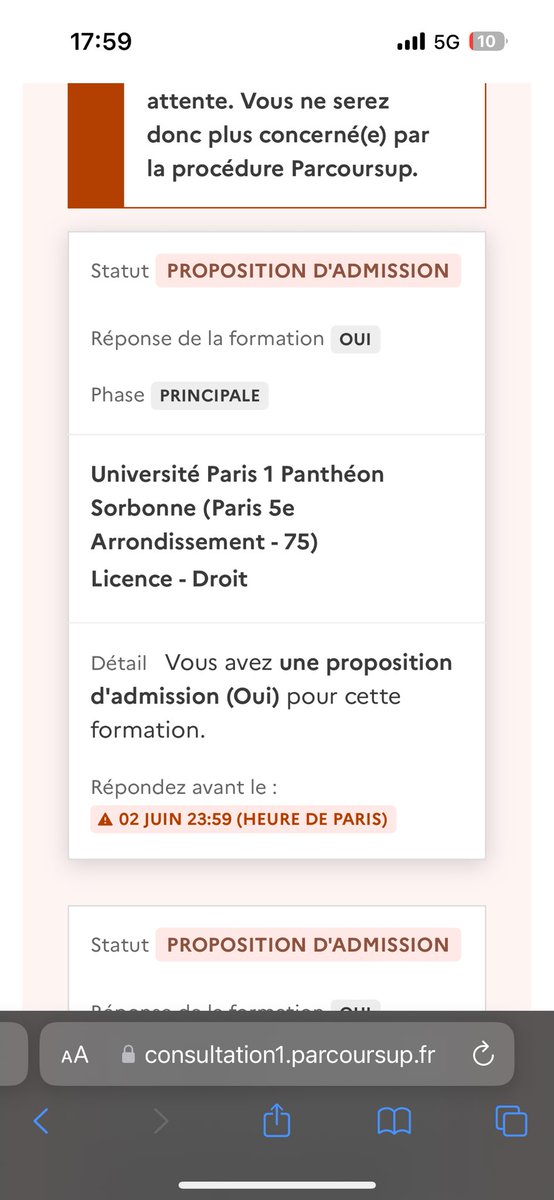 Admis en licence de droit a la Sorbonne !! 
AlHamdulillah pour tout 🤲🏽