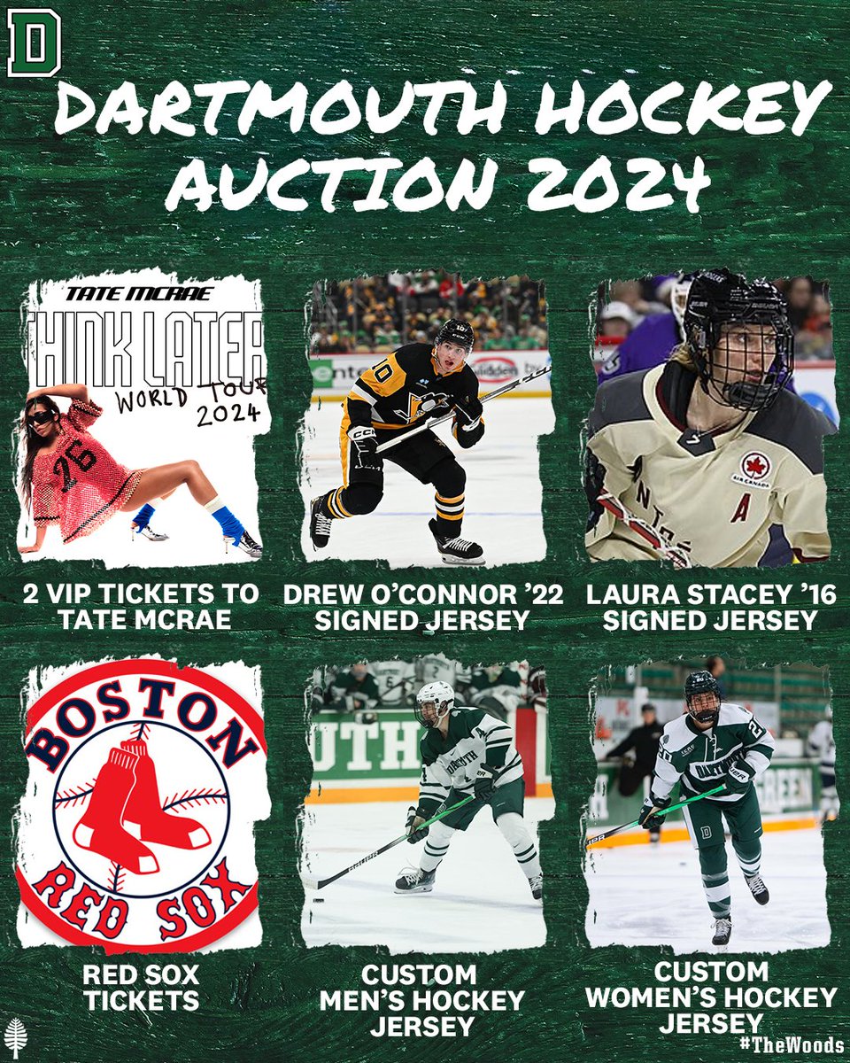 The 2024 Dartmouth Hockey Auction is now live! There are many great items to bid on including 2 VIP Tickets to Tate McRae’s Think Later World Tour! View all the items here: dartsports.co/4e06Boq