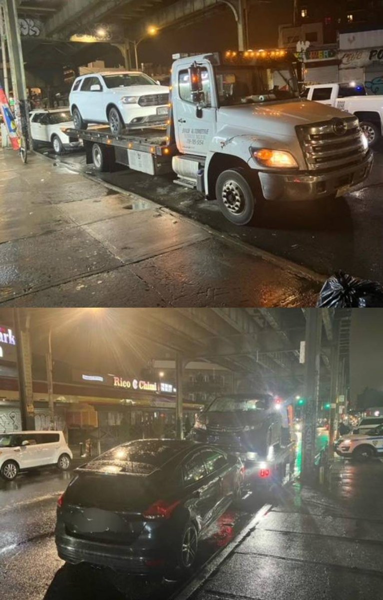 NYPD83Pct's tweet photo. After being alerted that unregistered vehicles were being parked and stored at Irving and Myrtle Ave., NCO Boy was out last night removing every last one of them. https://t.co/xtBtAew65M