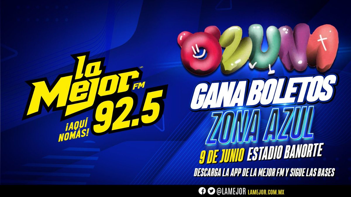 ¡Este 9 de junio #Ozuna, está listo para darlo todo en el #estadiobanorte con su #MéxicoTour2024 y La Mejor Monterrey 92.5 FM! 🧸💙 🚨 Pendientes a nuestros programas en vivo y redes sociales 🚨