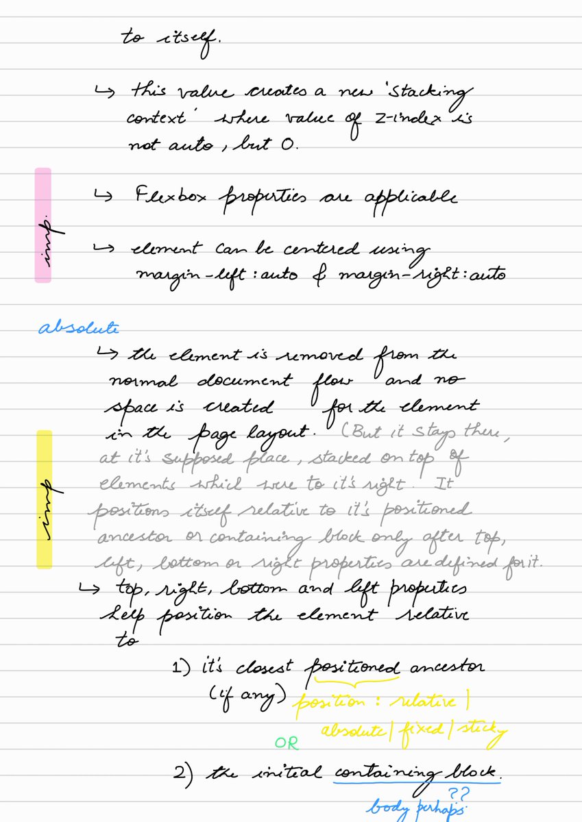 ShivikaInTech's tweet image. The position CSS property is a powerful tool for placing elements anywhere in the document, but it can be tricky for beginners (like me!). 

I&apos;ve made some notes to help me understand its contexts and nuances better. Hope it helps someone out there! 📝

#CSS #learninginpublic