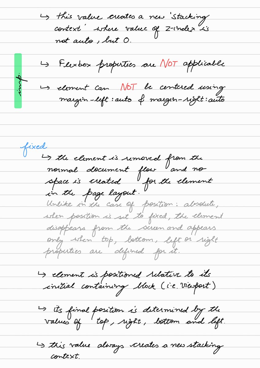ShivikaInTech's tweet image. The position CSS property is a powerful tool for placing elements anywhere in the document, but it can be tricky for beginners (like me!). 

I&apos;ve made some notes to help me understand its contexts and nuances better. Hope it helps someone out there! 📝

#CSS #learninginpublic