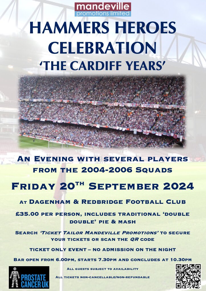 Unreal response to this already - Hayden Mullins, Dean Ashton, Jimmy Walker, Matty Etherington, Rufus Brevett &amp; Darren Blewitt have accepted so far - plenty more invited as well ⚒

Double double from <a href="/robinspienmash/">Robins Pie 'N' Mash</a> included 

tickettailor.com/events/mandevi…