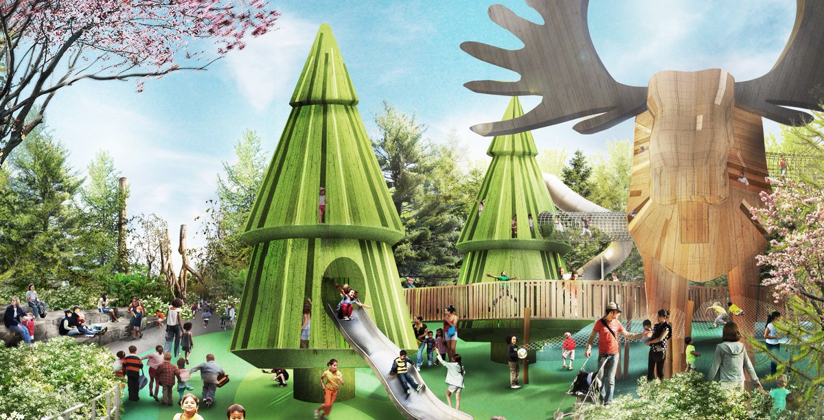A 12-metre tall moose. A 4-metre tall bear. Slides, tunnels, waterjets, things to climb! PlayPark is an opportunity to build a year-round destination park in the Port Lands. waterfrontoronto.ca/our-projects/P…
