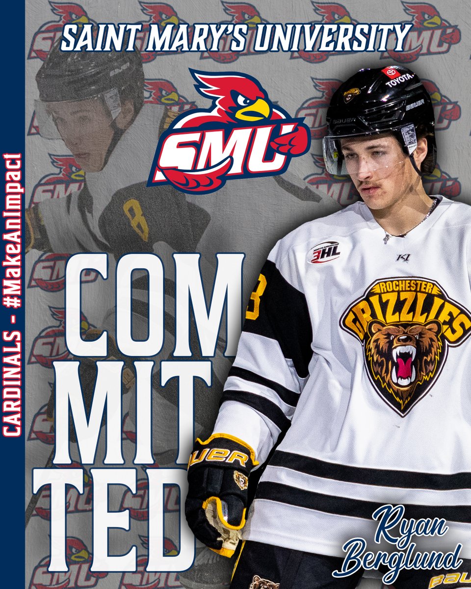 🚨COMMITMENT ALERT🚨 Congratulations to Ryan Berglund on his commitment to Saint Mary's University (DIII / MIAC) Bergy played in a total of 50 games for the Grizzlies compiling 38 Points: 10 Goals, 28 Assists, in his 2 years with the Grizzlies. Congrats, Ryan!