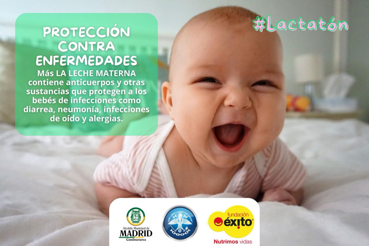 ¿Sabías que la leche materna es el mejor escudo para tu bebé? Contiene anticuerpos que lo protegen de enfermedades como la diarrea, la neumonía, las infecciones de oído y hasta las alergias. #ConLasGoticasNutrimosVidas #Lactatón @CundinamarcaGob @Fundacion_Exito