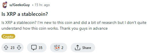 XRP noobs actually starting to think its a legitimate stablecoin🤣🤣🤣