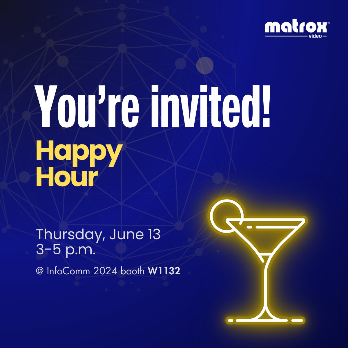 Let’s raise a glass to ProAV industry innovation! 🥂

You're invited to join us for an evening of fun and networking at @InfoComm.

RSVP today—spots are filling up fast!  pulse.ly/peml8j3fgo
