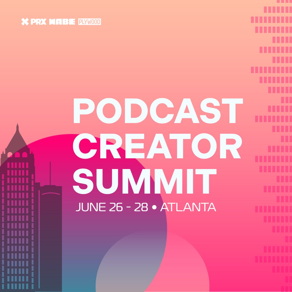 And we’re back with our SECOND PRX Podcast Creator Summit…this time at Plywood Place @PlywoodPeople in Atlanta in partnership with WABE @wabeatl.  Events are FREE and now open for registration, which is required. We can’t wait to see you!
bit.ly/45baZNh