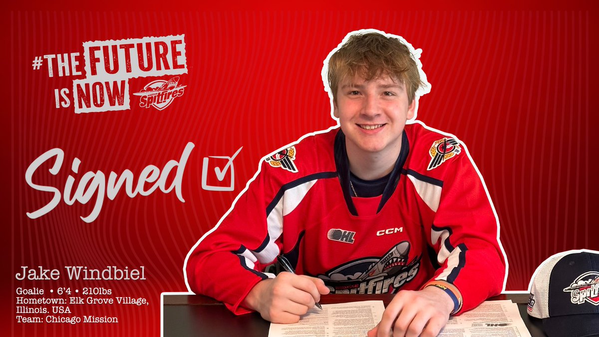 FROM THE WINDY CITY TO WINCITY! Chicago native, Jake Windbiel has signed an OHL Scholarship and Development Agreement! 🥅 Details: Windsorspitfires.com #WindsorSpitfires #TheFutureIsNow