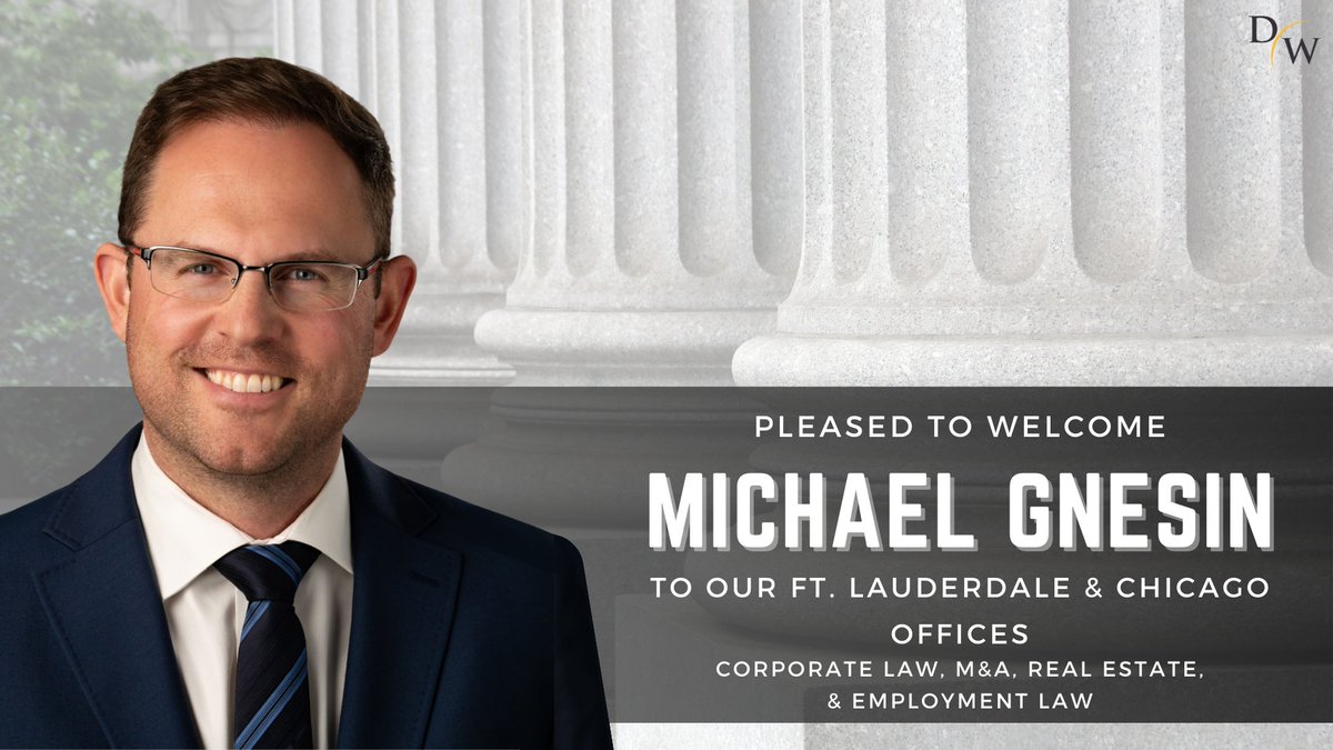 Welcome, Michael Gnesin! Michael is Of Counsel in our Ft. Lauderdale and Chicago offices and focuses his practice on mergers & acquisitions, corporate law, real estate, and labor & employment law. To learn more about Michael, click here: bit.ly/3WArv7j #corporatelaw #M&A