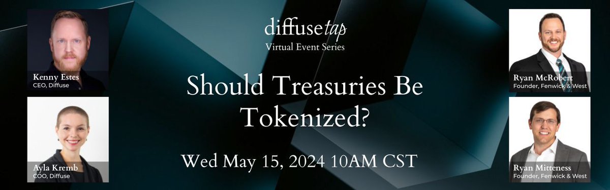 diffusefunds's tweet image. #ICYMI on #DiffuseTap, Ryan McRobert and Ryan Mitteness, Partners at @FenwickWest, discussed the growing market for tokenized US treasuries, the investors interested in these products, and the regulatory hurdles in bringing them to prominence. 

RECAP: buff.ly/44vceXn