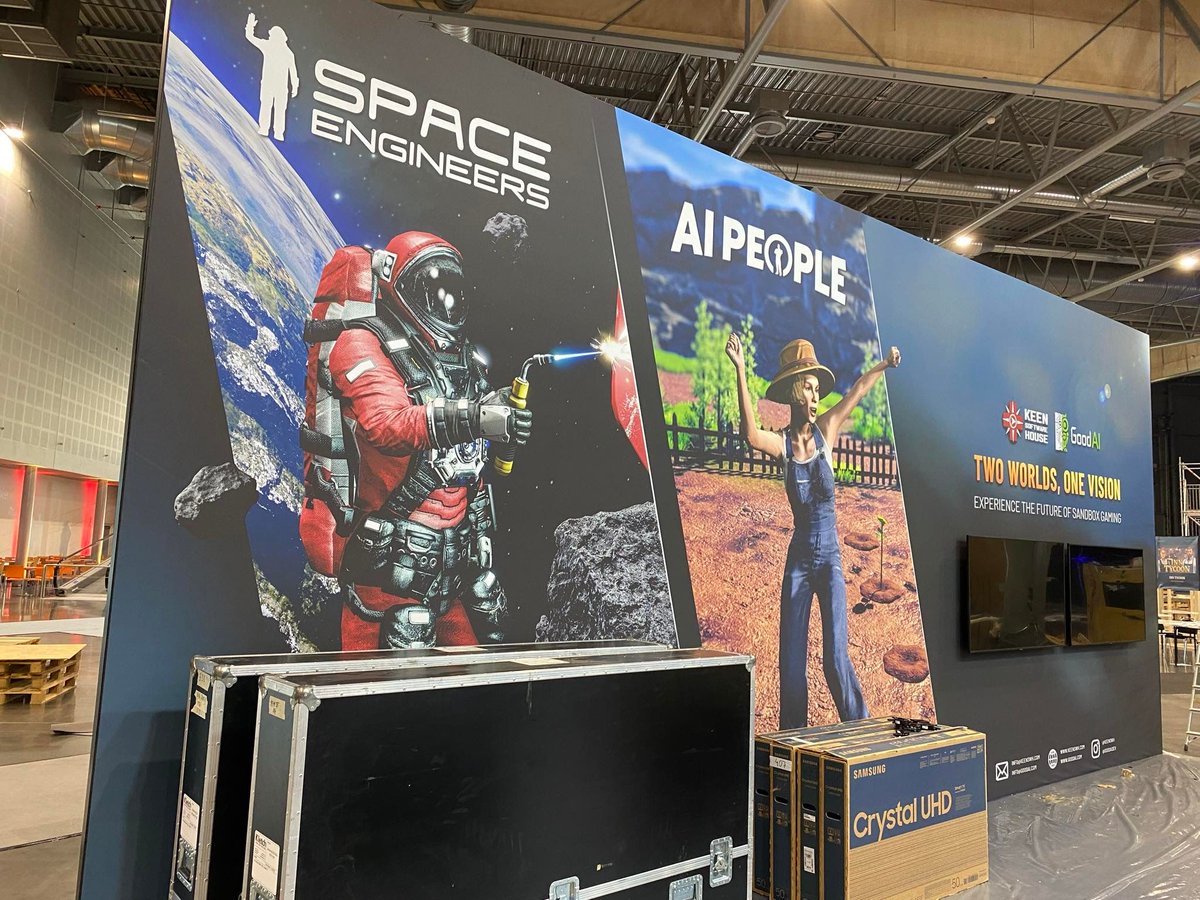 KeenSWH's tweet photo. ๐ฅ Setup Is Underway at #GameAccess24 in Brno!
If you're attending the event, make sure to head over to the Keen Software House x @GoodAIDev Booth in the main hall.
Our developers are excited to meet you! https://t.co/CD6UNiKjFV