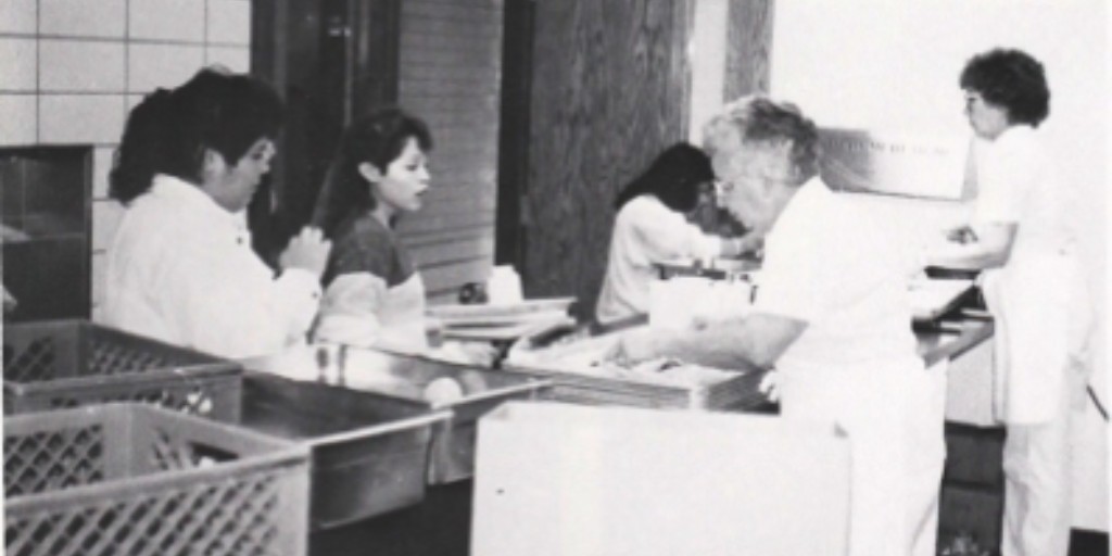 Today's #ThrowbackThursday features a snapshot from 1988, with Ivy Redfield and Barb Olson serving students in the snack line. #OnceASpudAlwaysASpud