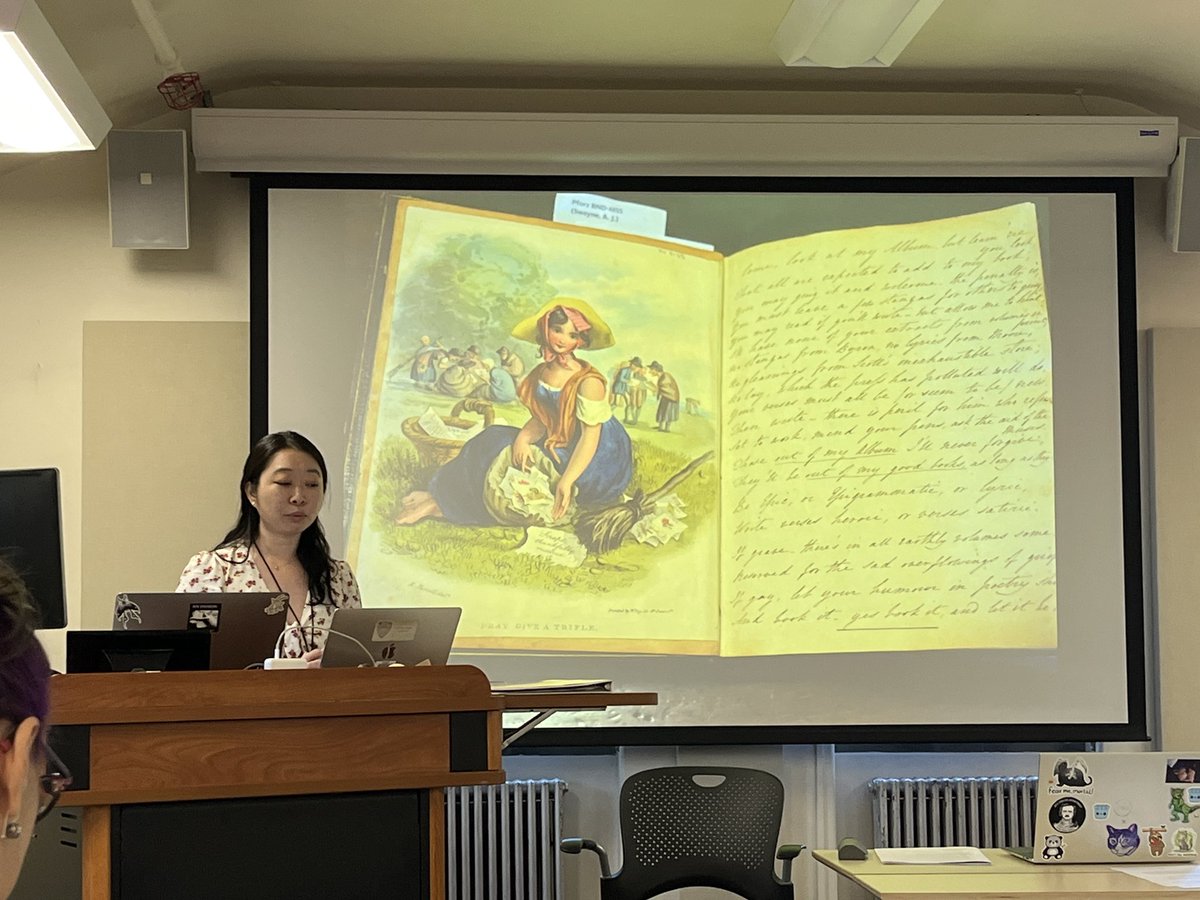 The ever brilliant <a href="/profoliviamoy/">Olivia Moy</a> giving a rich, thoughtful, &amp; fun paper at BWWC 2024 on the social functions of commonplacing and the K-SAA’s public outreach project she directed <a href="/BWWA_BWWC/">British Women Writers Association</a> <a href="/KSAAcomm/">Keats-Shelley Assoc. | ksaacomm.bsky.social</a>