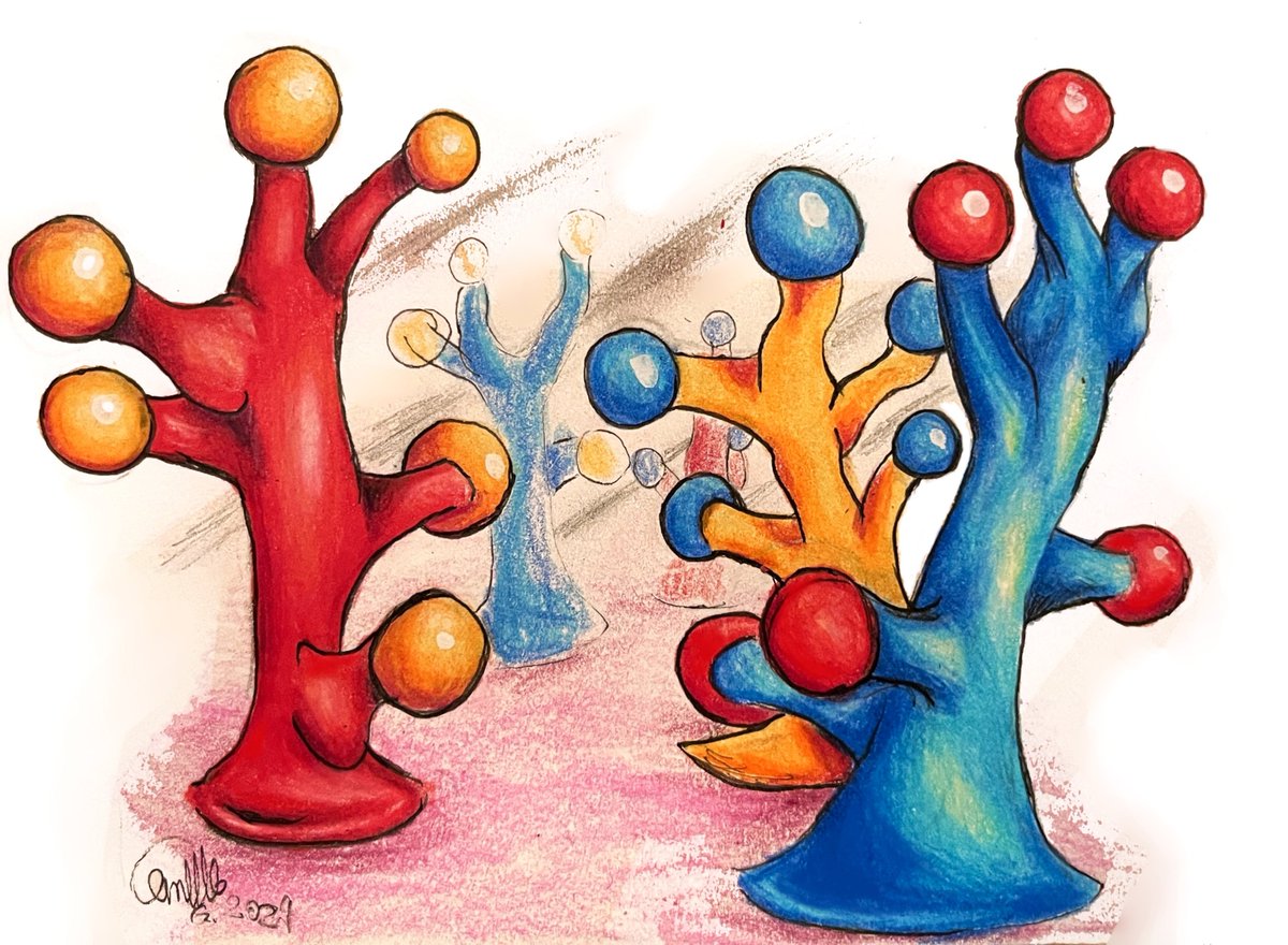 Here is my colorful 'forest' (avalaible on my Redbubble)

#artistsonx #artmoots #surrealart #freelance #myartwork #colors #polychromos