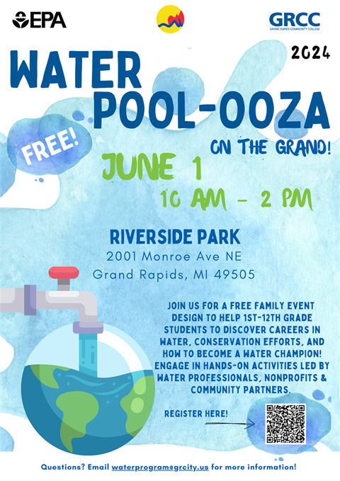🌊💧EGLE will be at the City of Grand Rapids Water Pool-ooza event on June 1. Join us to explore the importance of our water resources and explore water careers through interactive exhibits and activities. Great for families and kids! tinyurl.com/8957upan #EGLEClassroom