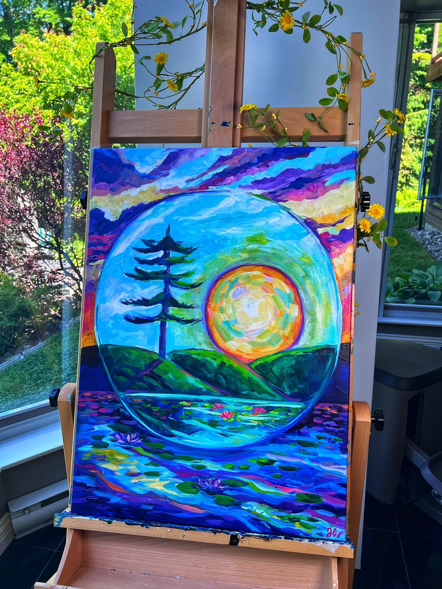 Did a spontaneous painting today, a gift for my favourite pub owners (with the pub logo). 

Not my favourite painting composition, but it was fun merging daylight and twilight colours!