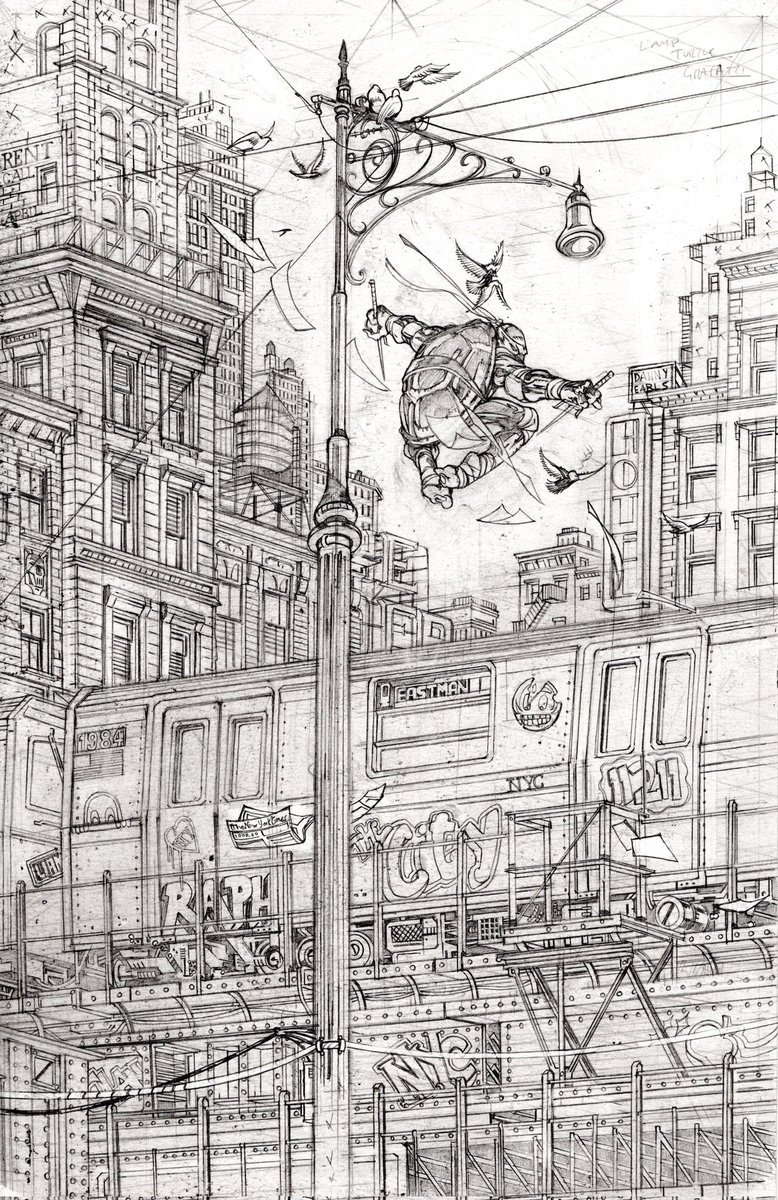 dannyearls16's tweet photo. And here the final pencils for my TMNT cover! So thrilled to be a part of this relaunch! 

#tmnt 
#tmnt40thanniversary https://t.co/LX10sIFV6A