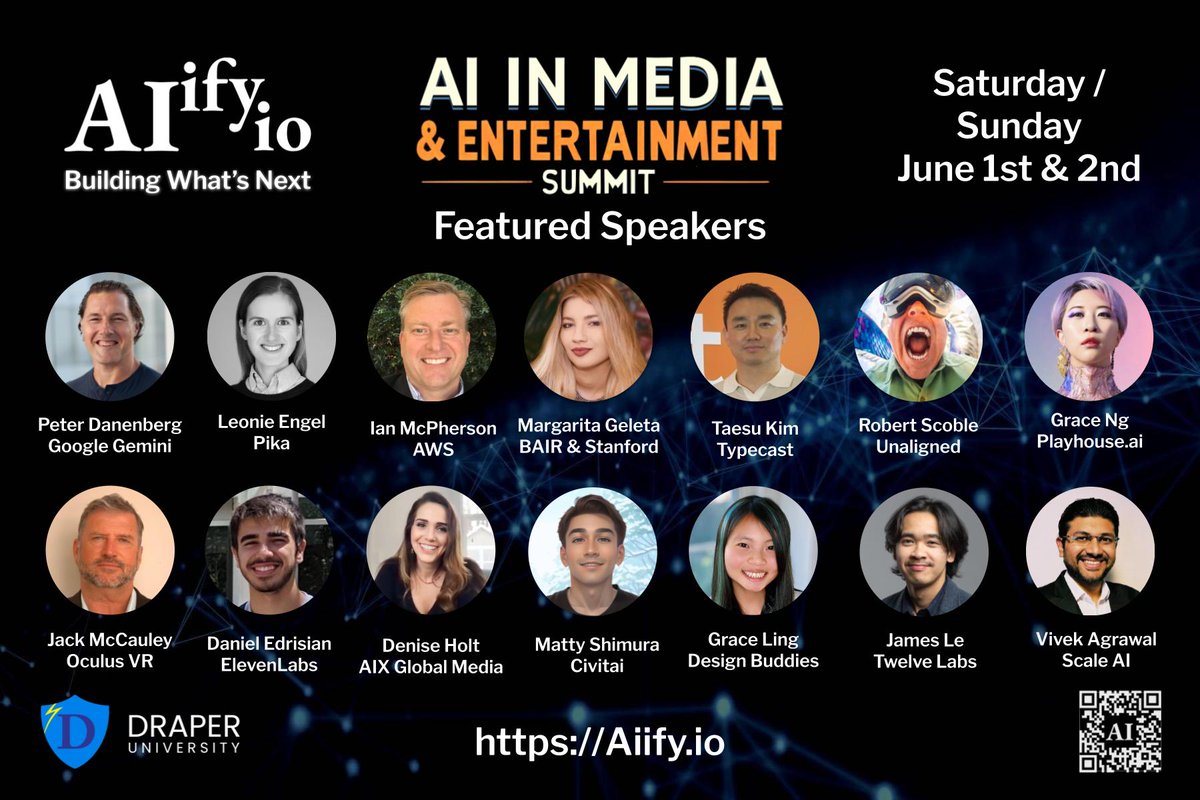 drk007t's tweet photo. Exciting event coming up this weekend in the Bay Area – the AI in Media &amp; Entertainment Summit hosted by @Echtman , https://t.co/kmhNJmWDjk
I'm thrilled to have the opportunity to share my insights and knowledge here.
Join us: https://t.co/5sUpDPvbGg https://t.co/cWYu19TBG6