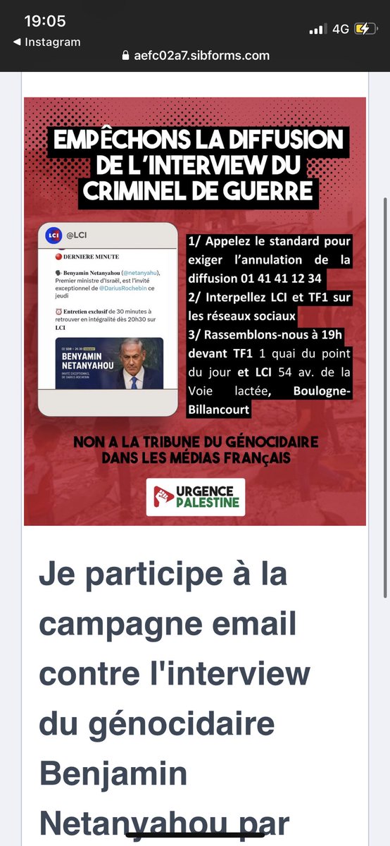 si vous ne pouvez pas aller à des rassemblements mais souhaitez interpeller TF1, vous pouvez aller sur ce lien : aefc02a7.sibforms.com/serve/MUIFAFf9…

ca va vous générer un email automatique qui va être envoyé à TF1, l’ARCOM et certaines personnes y travaillant!