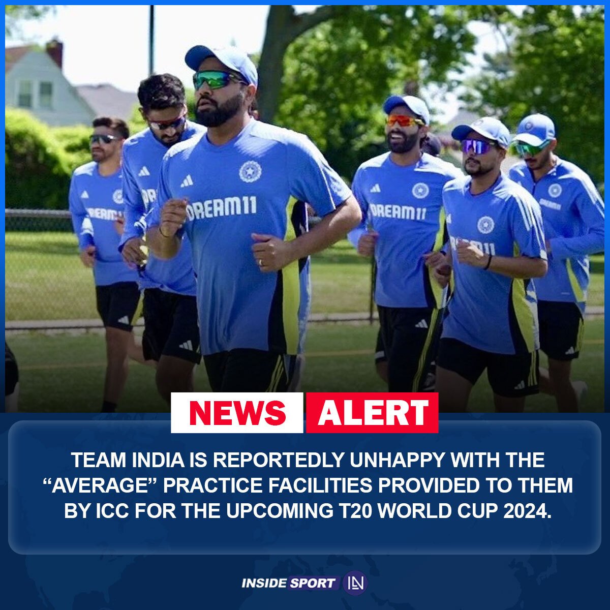 Team India practiced at Cantiague Park and according to reports, they used three of the six drop-in pitches available at the makeshift venue but were not satisfied with the arrangements at the venue. #T20WorldCup2024 #TeamIndia #RohitSharma #RahulDravid #CricketTwitter