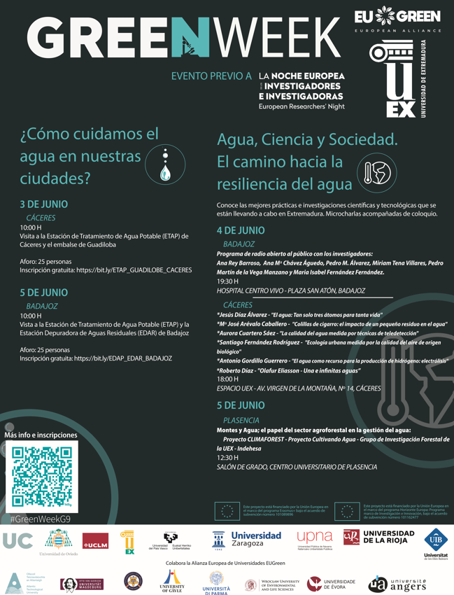 UExPlasencia's tweet photo. #GREENWEEKG9 Plasencia 5/junio/12:30h en el Centro 
🗣 "Montes y agua, el papel del sector agroforestal en la gestión de agua". Ponentes de:
- Grupo operativo Climaforest
- Grupo operativo Cultivando Agua
- Grupo de Investigación Forestal 
- @indehesa 
@UExDivulga @infouex https://t.co/2HWqjLkax4