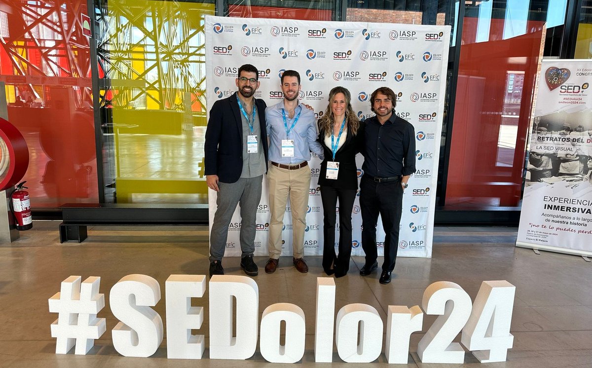 El Grupo de Investigación en Dolor Musculoesquelético y Control Motor de la <a href="/UEuropea/">Universidad Europea</a> se encuentra presente en el congreso de <a href="/Sedolor/">Sociedad Española del Dolor</a> que se celebra esta semana en León. 

¡Qué gran evento!

<a href="/jlAlonso_com/">José Luis Alonso</a> 
<a href="/CarlosBCfisio/">Carlos Barragán</a> 
<a href="/juamonoca/">Juan Montaño</a> 
Alexandra Alonso