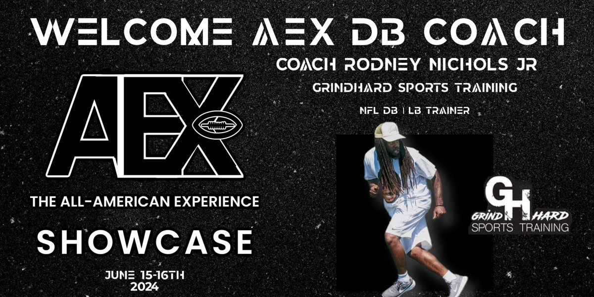 The AEX Showcase is right around the corner! June 15th-16th 100 athletes from all over will have the opportunity to showcase who they are as an athlete, but more so as an individual. We would like to welcome @Grind_Hard29 as one of our DB coaches for this event.
