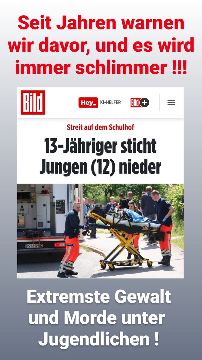 Seit 10 Jahren warnen wir davor, und es wird immer schlimmer und gefährlicher !!!

Extremste Gewalt und Morde unter Jugendlichen.

Null Toleranz bei Mobbing, Gewalt und Hass !!!

Das gilt für jedes Kind in unserem Land, egal welcher Herkunft, Kultur und Religion.

Jeden Tag