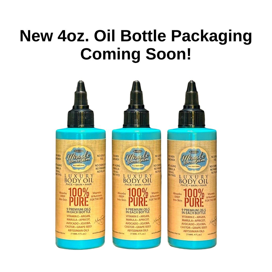 sitalewis's tweet photo. Miracle Butter Cream is changing its packaging on our new luxury body oils. https://t.co/F9KOWABIQI