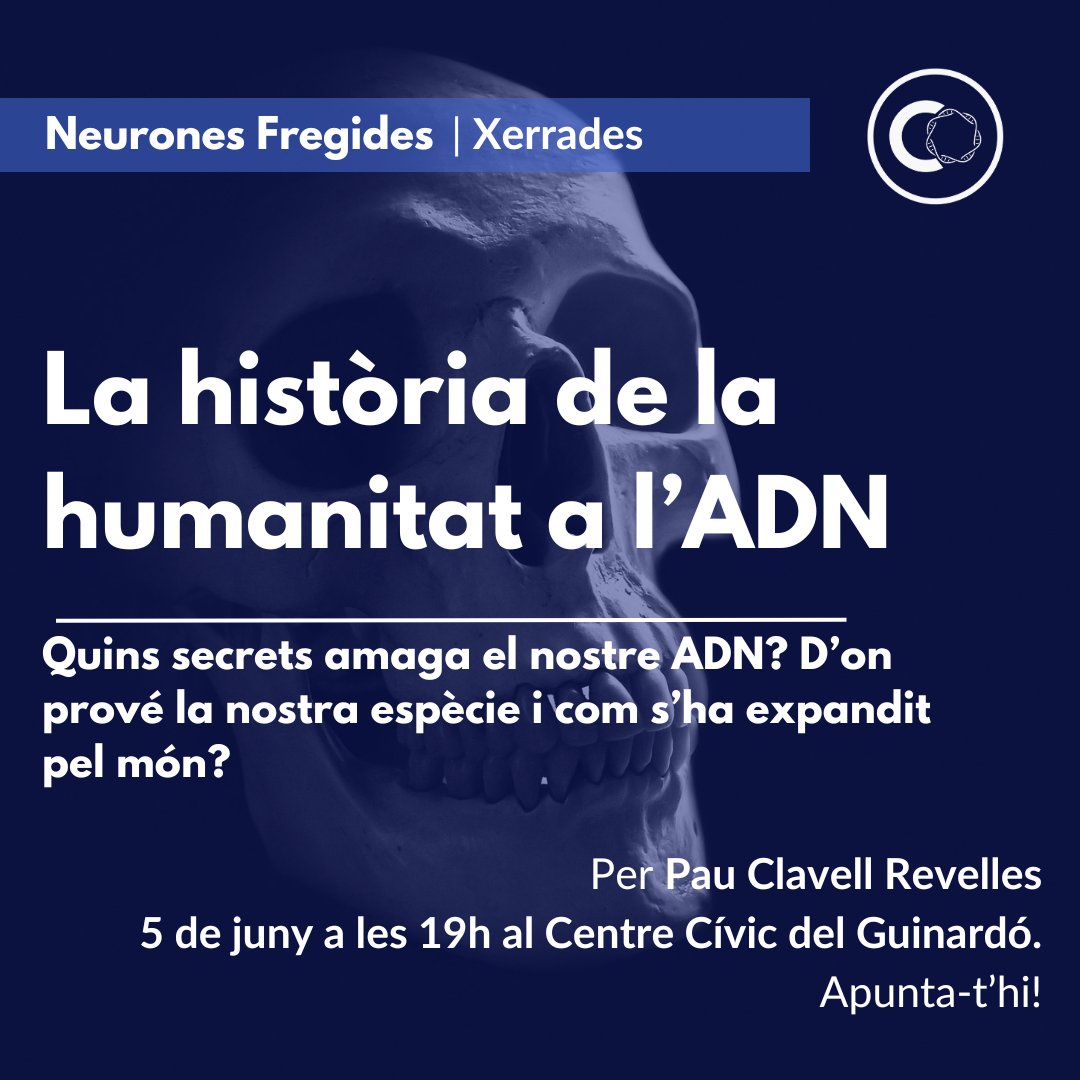 🗣️ #Xerrada | D'on venim els humans? Com hem arribat a colonitzar gairebé tot el planeta?  Quines sorpreses amaguen els nostres avantpassats?

El dimecres 5 de juny a les 19h al <a href="/ccguinardo/">Centre Cívic Guinardó</a>, en Pau ens descobrirà els secrets de la humanitat escrits al nostre ADN.

Apunta-t'hi! 👇
