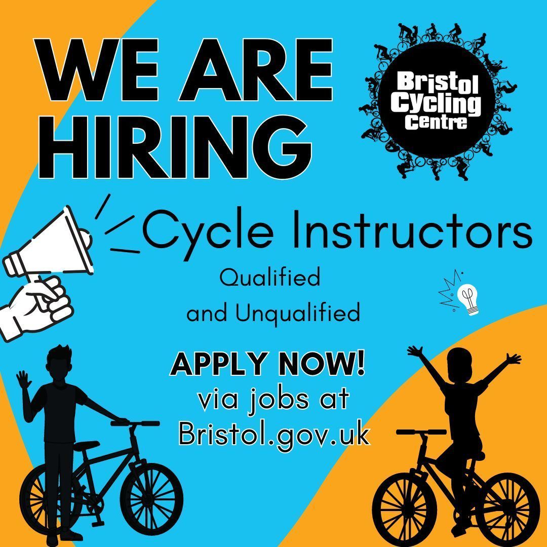 Join our Team! Love working outdoors and teaching?
Become a Bikeability Instructor!
We have a variety of contracts available throughout the week. 
We can't wait to meet you!
#BristolJobs #WorkWithUs #NowHiring #Jobs #OutdoorWork #Bikeability #CyclingJobs