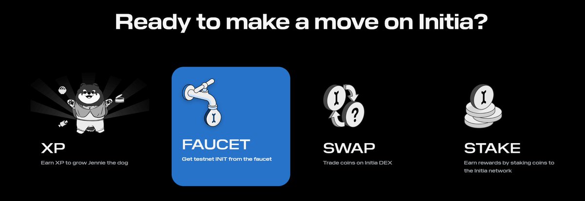 🔔🎓 Initia Testnet: Faucet update + Tutorials

To reduce the number of bots farming the testnet, @initiaFDN decided to use $GAS for Tx fees. Without GAS tokens, you won't be able to claim XP or buy food anymore, and your Jennie will starve to death. Poor dog...

How to claim