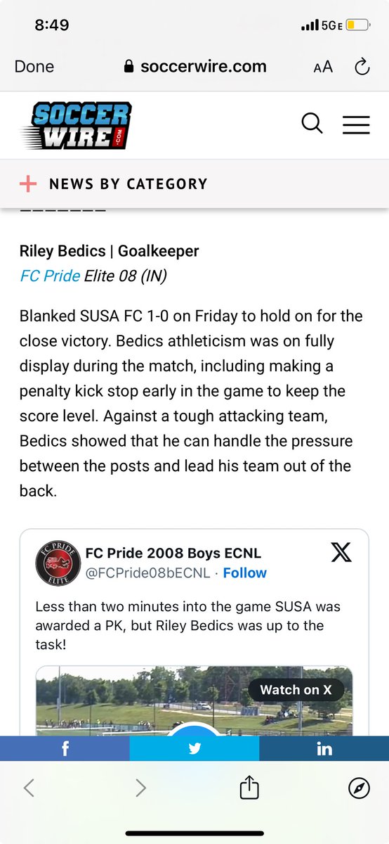 FCPride08bECNL's tweet photo. 👀
Riley Bedics mentioned as a player that impressed at #ECNLVA by ⁦@TheSoccerWire⁩. https://t.co/D3eajieCTf