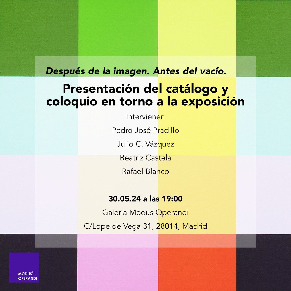 🔜 Hoy a las 19:00h en la galería #ModusOperandi presentamos el catálogo de la muestra “Después de la imagen. Antes del vacío” y charlaremos de exposición. 
¡Os esperamos!
. . .
#Madrid