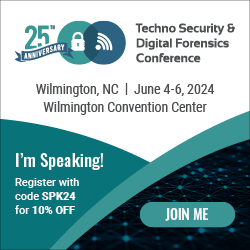 Join me at #TechnoSecurity next week for the latest tools, training, and solutions in #cybersecurity #digitalforensics and #eDiscovery. 

June 4-6 in Wilmington NC
Use code SPK24 for 10% off
I'm on Tues 3pm
TechnoSecurity.us

#networksecurity #wifi #criticalinfrastructure