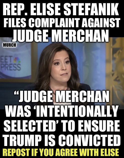 While the jury is still out, Stefanik filed a misconduct complaint w/ the NY State Unified Court System against Judge Merchan. 'One cannot help but suspect that the 'random selection' at work in the assignment….is in fact not random at all.' Who thinks he was hand picked?🙋‍♂️