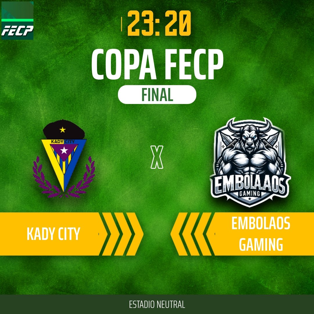 CPG SPAIN (@cpg_spain) on Twitter photo 🏆FINAL COPA FECP
🗓️ Jueves 30 de Mayo
<a href="/KadyCity/">𝗞𝗔𝗗𝗬 𝗖𝗜𝗧𝗬 𝗲𝗦𝗽𝗼𝗿𝘁𝘀</a> 🆚 @GamingEmbolaos
🗞️Kady City, Campeón de Liga y Copa en LFP, busca su tercer Título de la Temporada
🗞️ Embolaos Gaming, Campeón de Liga FECP, busca el Doblete 🏆FINAL COPA FECP
🗓️ Jueves 30 de Mayo
<a href="/KadyCity/">𝗞𝗔𝗗𝗬 𝗖𝗜𝗧𝗬 𝗲𝗦𝗽𝗼𝗿𝘁𝘀</a> 🆚 @GamingEmbolaos
🗞️Kady City, Campeón de Liga y Copa en LFP, busca su tercer Título de la Temporada
🗞️ Embolaos Gaming, Campeón de Liga FECP, busca el Doblete